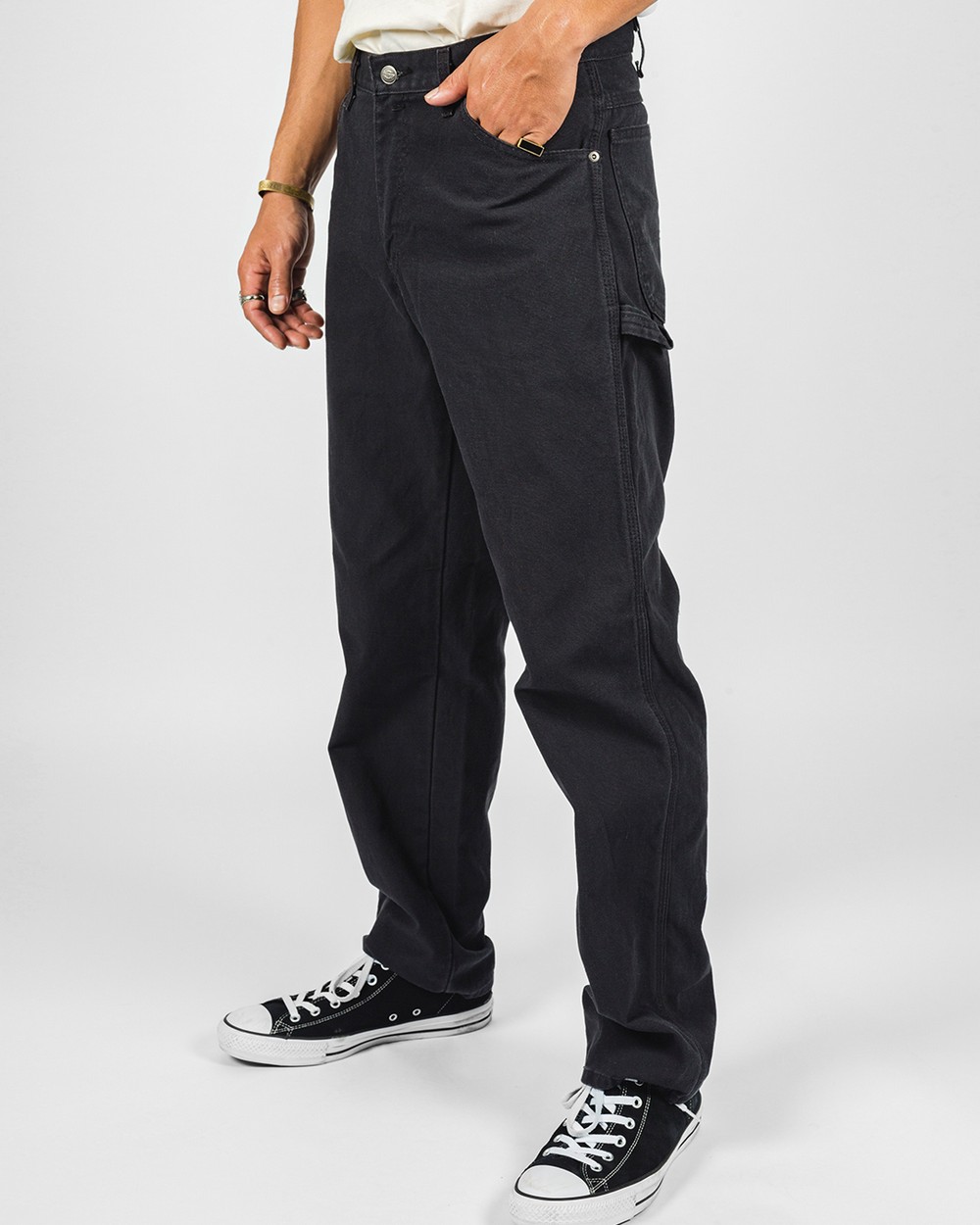 dickies belted black carpenter pants