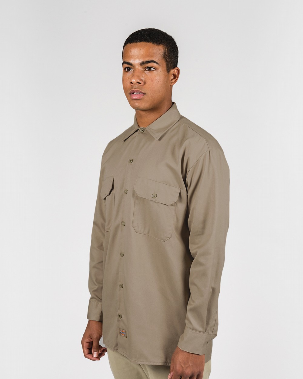 Black Dickies Occupational Workwear LL307BK Cotton Mens Long Sleeve Industrial Work Shirt 