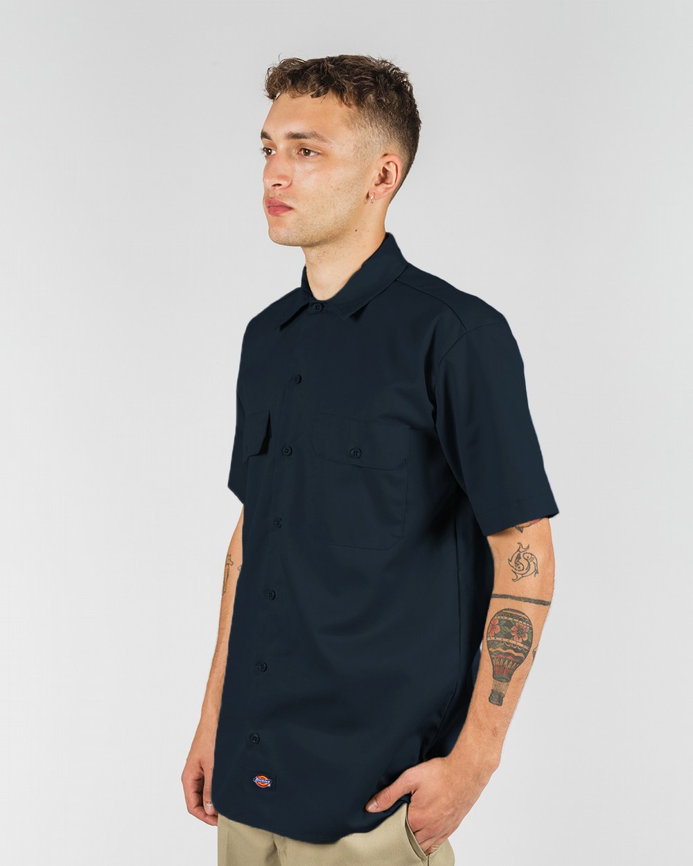 dickies short sleeve work shirt navy blue