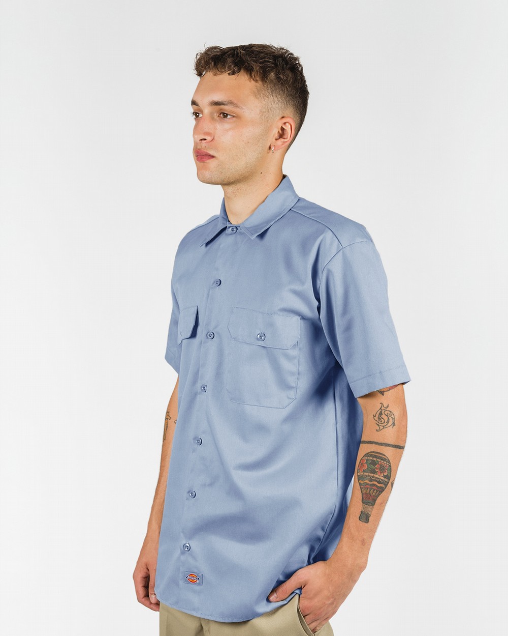 dickies short sleeve work shirt navy blue