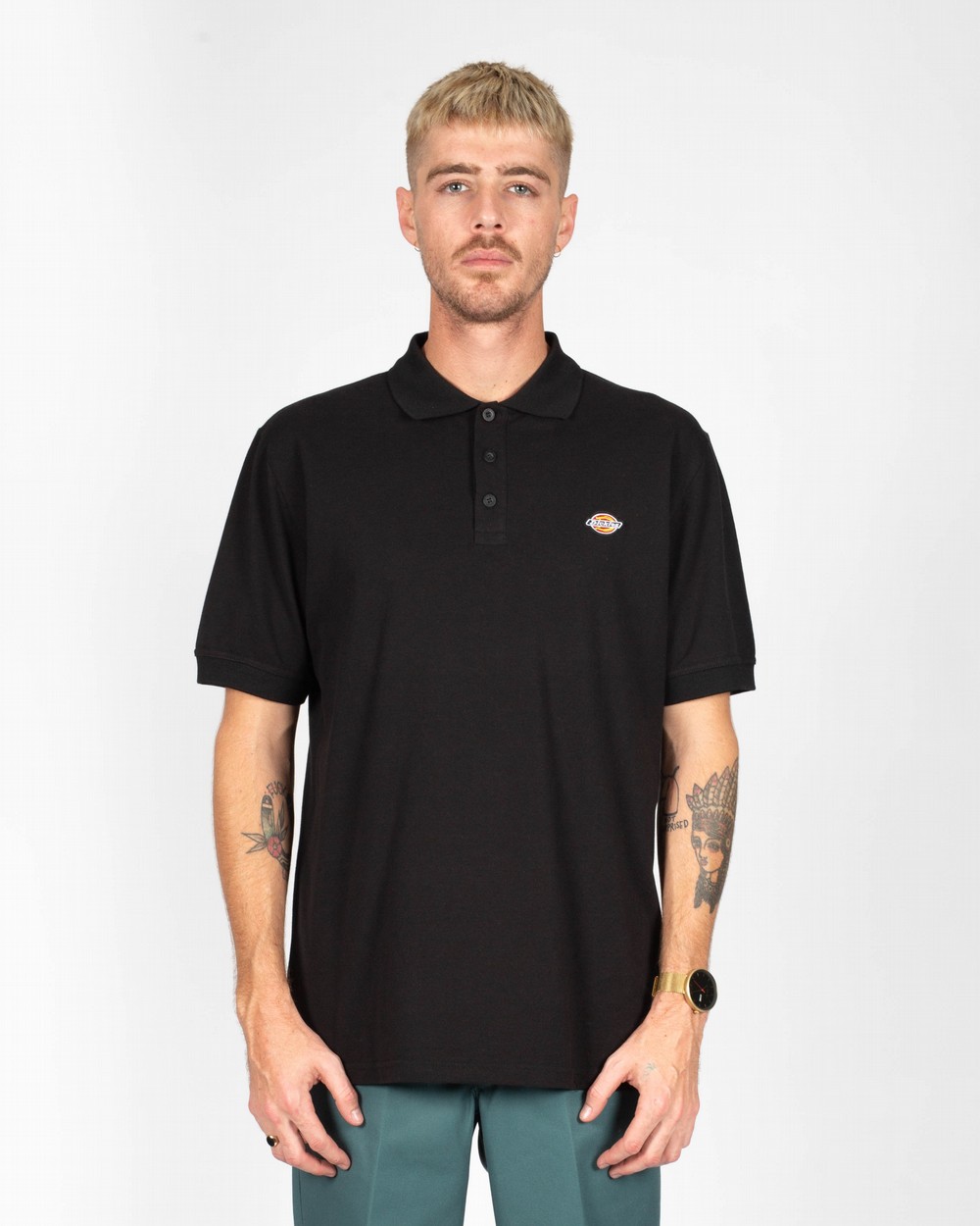 black short sleeve polo shirt