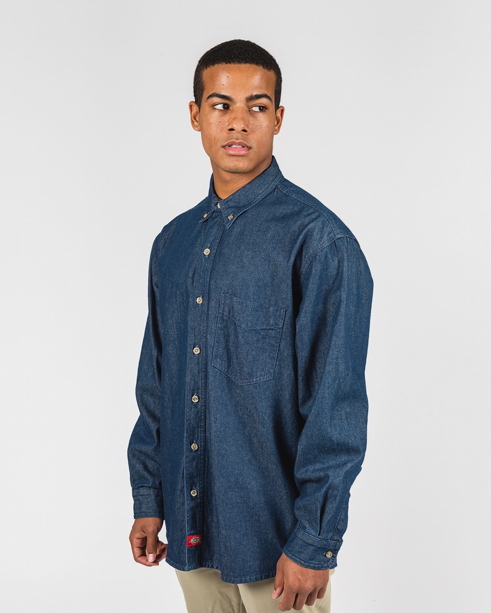 dickies denim long sleeve shirt