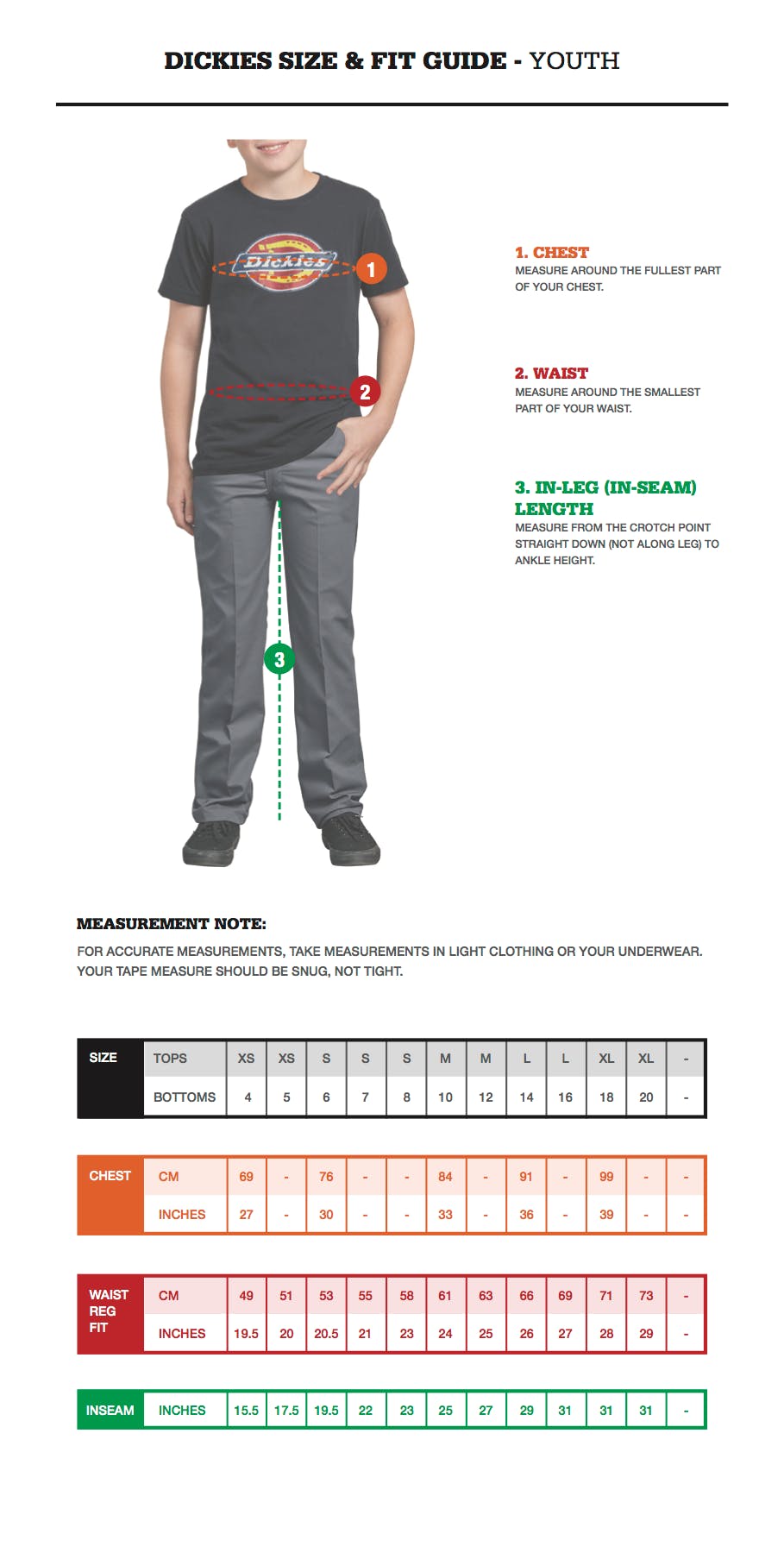 Size Guide  Dickies New Zealand